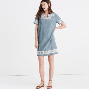 Madewell | Embroidered Chambray Shift Dress | M